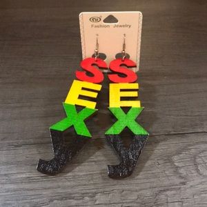 NWOT Rasta Wooden SEXY Earrings